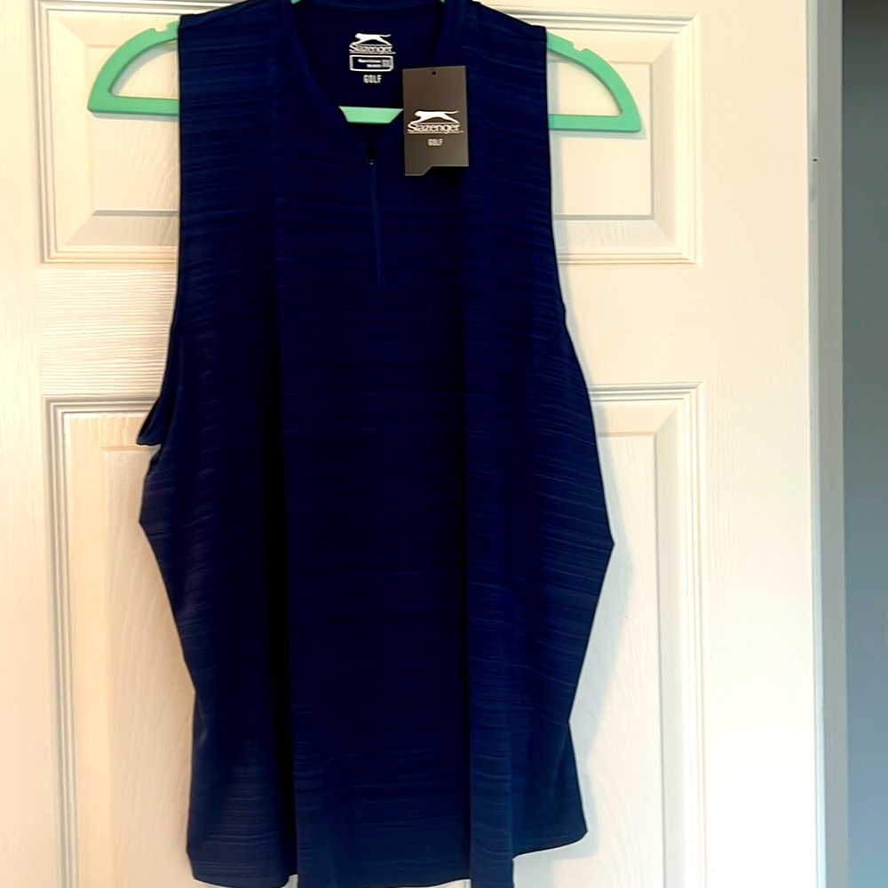 NWT Slazenger navy sleeveless golf top with zipper. Size XXL.